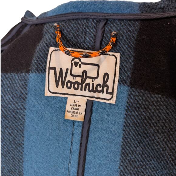 Woolrich Blue Wool Buffalo Plaid Fall Winter Coat Small - Picture 4 of 8